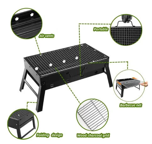 Portable Folding BBQ Grill | Stainless Steel Barbecue Grill for Outdoor, Camping, Picnic โ Compact & Easy to Carry (3โ5 People) | ุดูุงุก ู
ุญู
ูู ููุชุฎููู
ูุงูุฑุญูุงุช