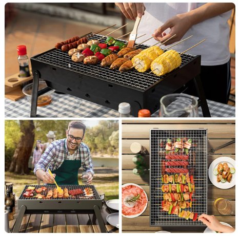Portable Folding BBQ Grill | Stainless Steel Barbecue Grill for Outdoor, Camping, Picnic – Compact & Easy to Carry (3–5 People) | شواء محمول للتخييم والرحلات
