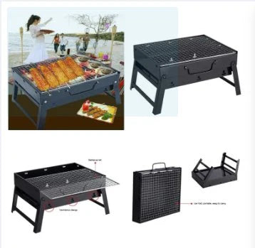 Portable Folding BBQ Grill | Stainless Steel Barbecue Grill for Outdoor, Camping, Picnic – Compact & Easy to Carry (3–5 People) | شواء محمول للتخييم والرحلات