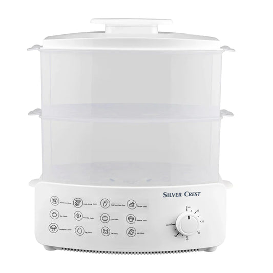Electric Food Steamer & Defroster – 2-Tier 1500W Steaming Machine for Vegetables, Meat, Eggs & Seafood | جهاز طهي بالبخار وتذويب الأطعمة الكهربائي