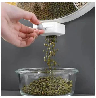 Wall-Mounted Food Grains Storage Box UAE | 6-Grid Rotating Dispenser for Dry Foods – 8.5L Large Capacity